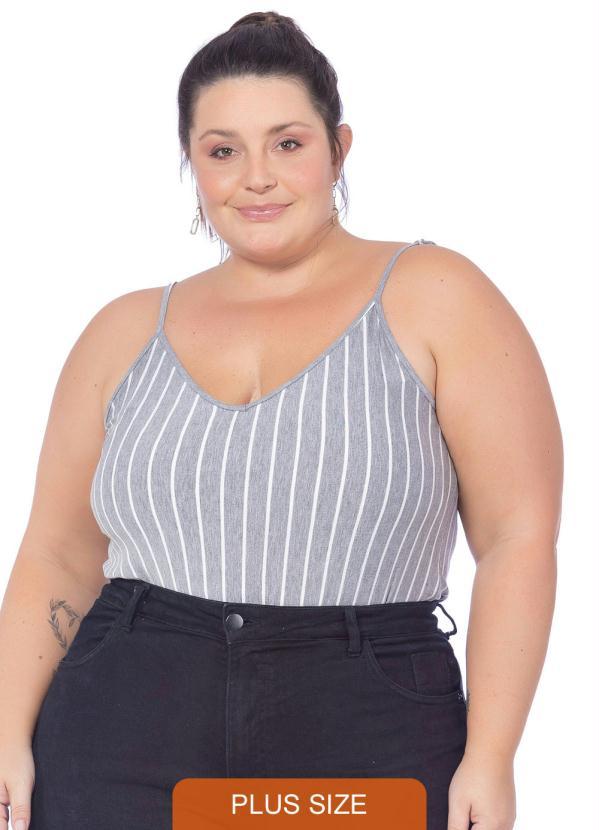 Miss Masy Plus - Regata Feminina Listrada Mescla