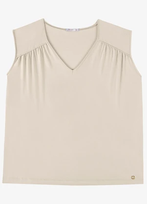 Secret Glam - Regata Feminina Plus Decote V  Bege - SECRET GLAM