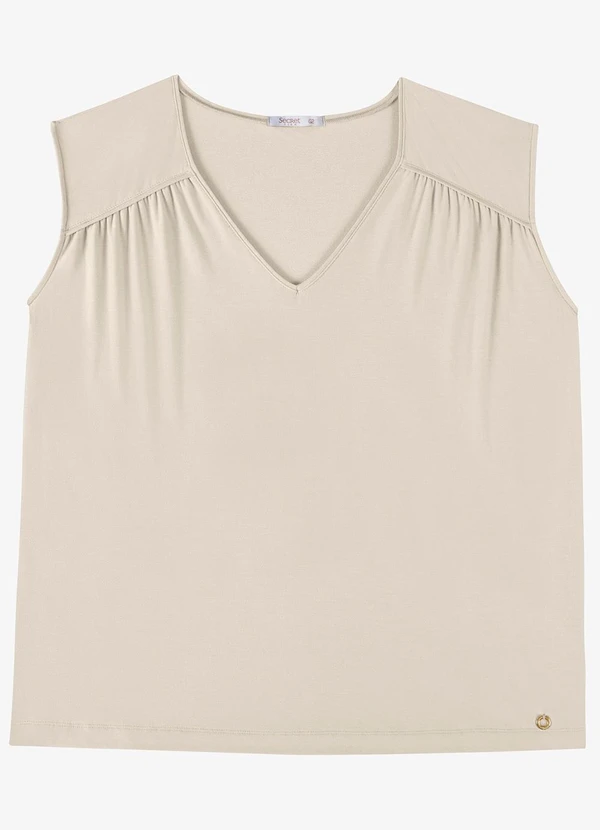 Secret Glam - Regata Feminina Plus Decote V Bege