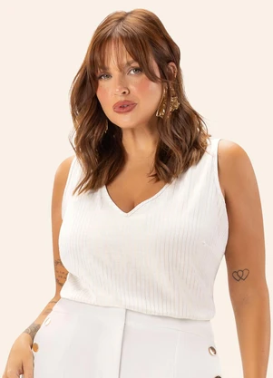 Secret Glam - Regata Feminina Plus Decote V Bege - SECRET GLAM