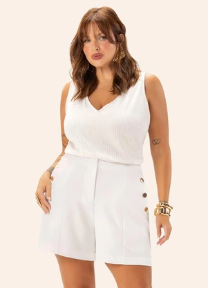 Secret Glam - Regata Feminina Plus Decote V Bege - SECRET GLAM