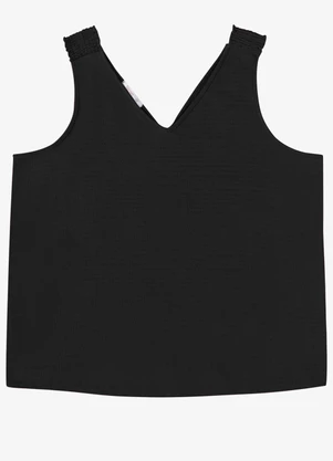 Secret Glam - Regata Feminina Plus Decote V  Preto - SECRET GLAM
