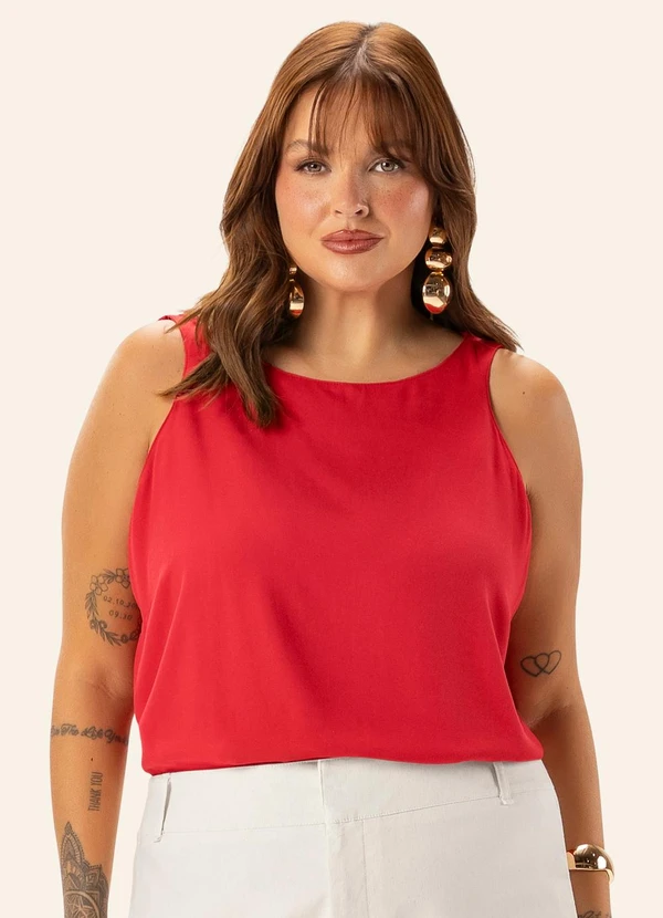Secret Glam - Regata Feminina Plus em Viscose Dobby Laranja