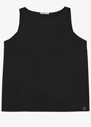 Secret Glam - Regata Feminina Plus em Viscose Dobby Preto - SECRET GLAM