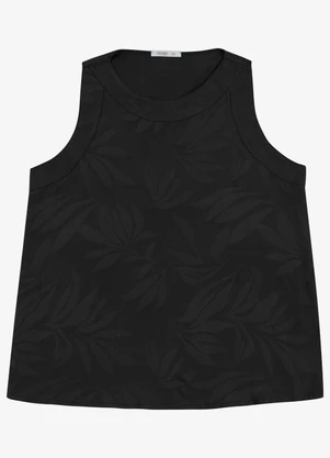 Secret Glam - Regata Feminina Plus em Viscose Jacquard Preto - SECRET GLAM