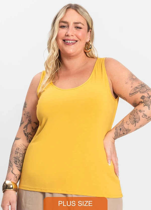 Secret Glam - Regata Feminina Plus Size Amarelo