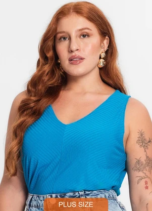 Secret Glam - Regata Feminina Plus Size Azul - SECRET GLAM