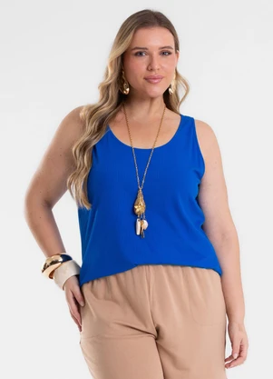 Secret Glam - Regata Feminina Plus Size Azul - SECRET GLAM