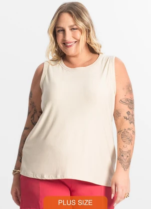 Secret Glam - Regata Feminina Plus Size Bege - SECRET GLAM
