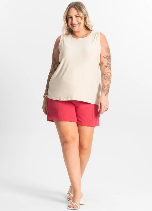 Secret Glam - Regata Feminina Plus Size Bege 3