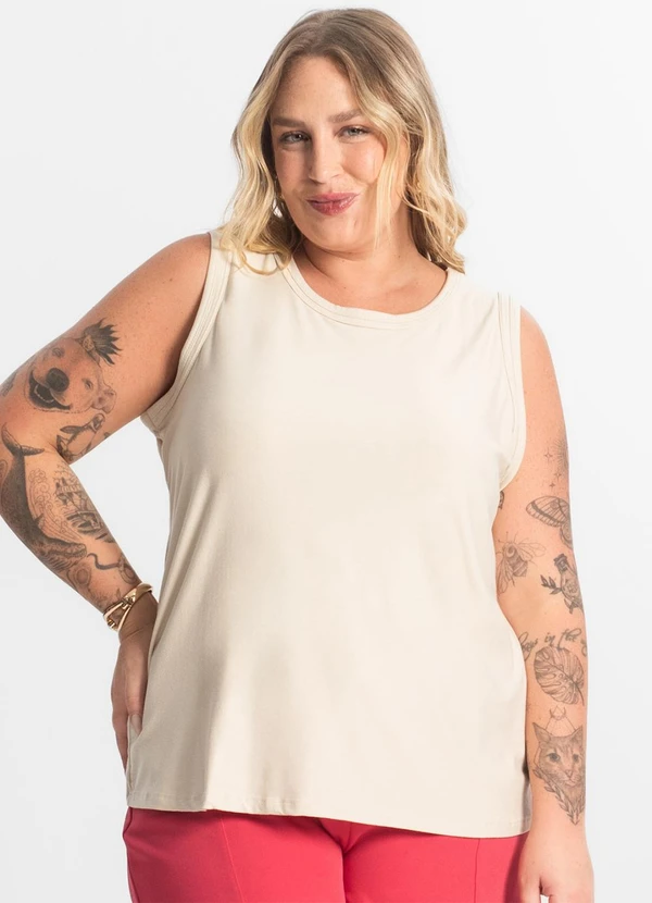 Secret Glam - Regata Feminina Plus Size Bege 4