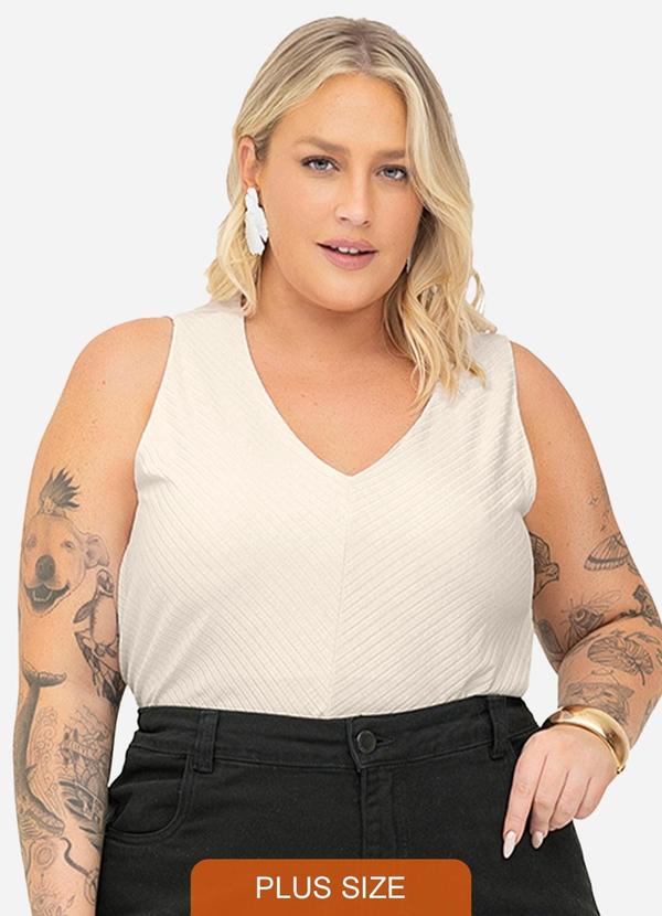 Secret Glam - Regata Feminina Plus Size Bege