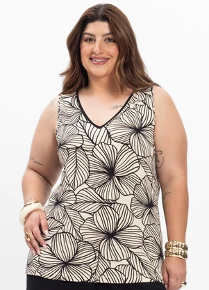 Secret Glam - Regata Feminina Plus Size Bege - SECRET GLAM