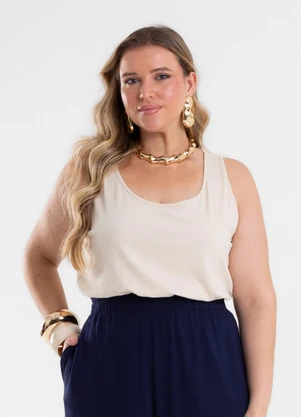 Secret Glam - Regata Feminina Plus Size Bege - SECRET GLAM