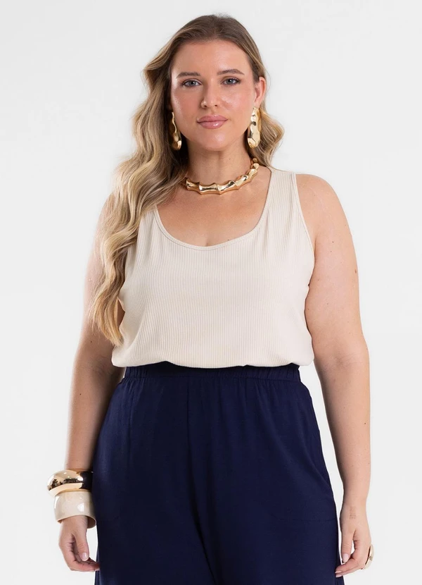 Secret Glam - Regata Feminina Plus Size Bege