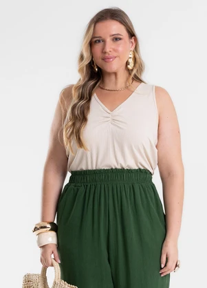Secret Glam - Regata Feminina Plus Size Bege - SECRET GLAM