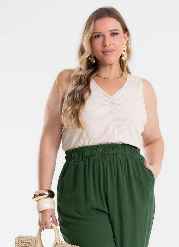 Secret Glam - Regata Feminina Plus Size Bege