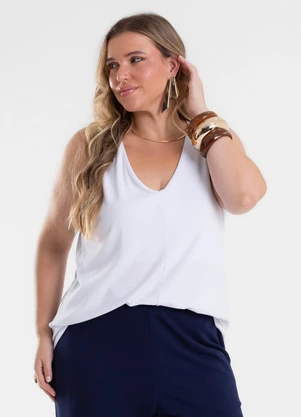 Secret Glam - Regata Feminina Plus Size Branco - SECRET GLAM