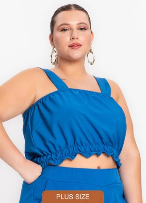 Secret Glam - Regata Feminina Plus Size Crepe Light Azul - SECRET GLAM