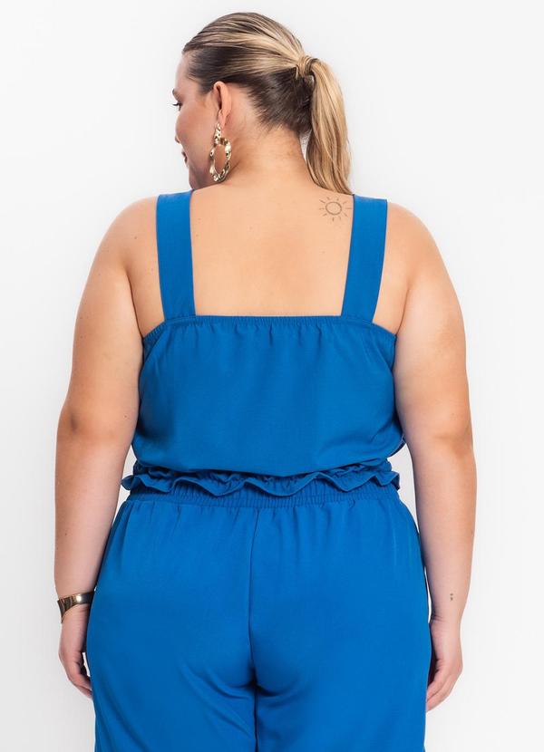 Secret Glam - Regata Feminina Plus Size Crepe Light Azul 2