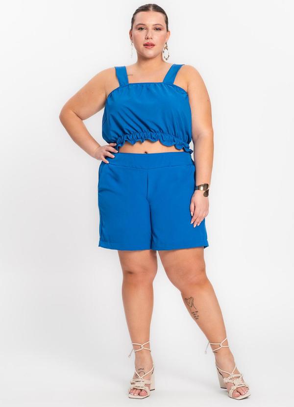 Secret Glam - Regata Feminina Plus Size Crepe Light Azul 3