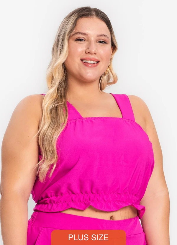 Secret Glam - Regata Feminina Plus Size Crepe Light Rosa