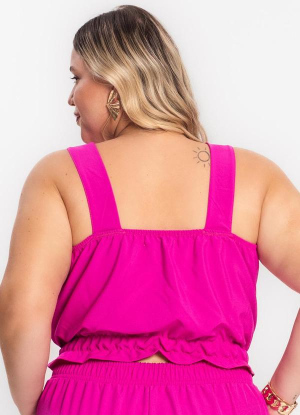 Secret Glam - Regata Feminina Plus Size Crepe Light Rosa 2