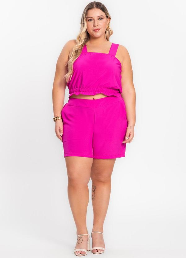 Secret Glam - Regata Feminina Plus Size Crepe Light Rosa 3