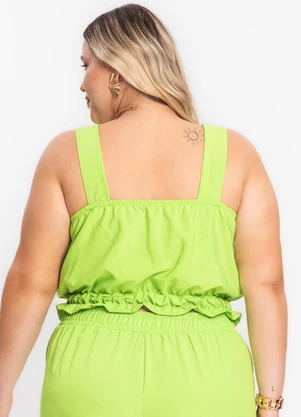 Secret Glam - Regata Feminina Plus Size Crepe Light Verde - SECRET GLAM