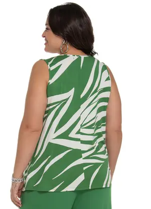 Secret Glam - Regata Feminina Plus Size Linhas Verde - SECRET GLAM
