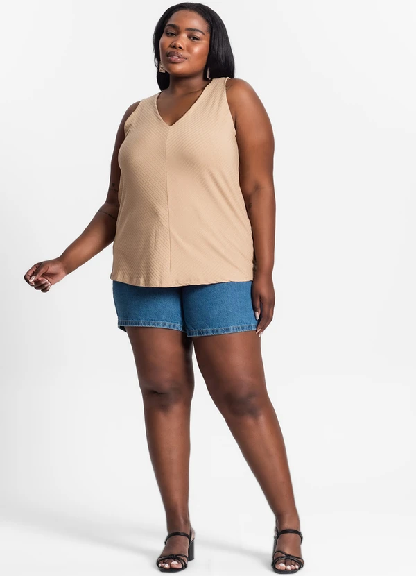 Secret Glam - Regata Feminina Plus Size Marrom 3