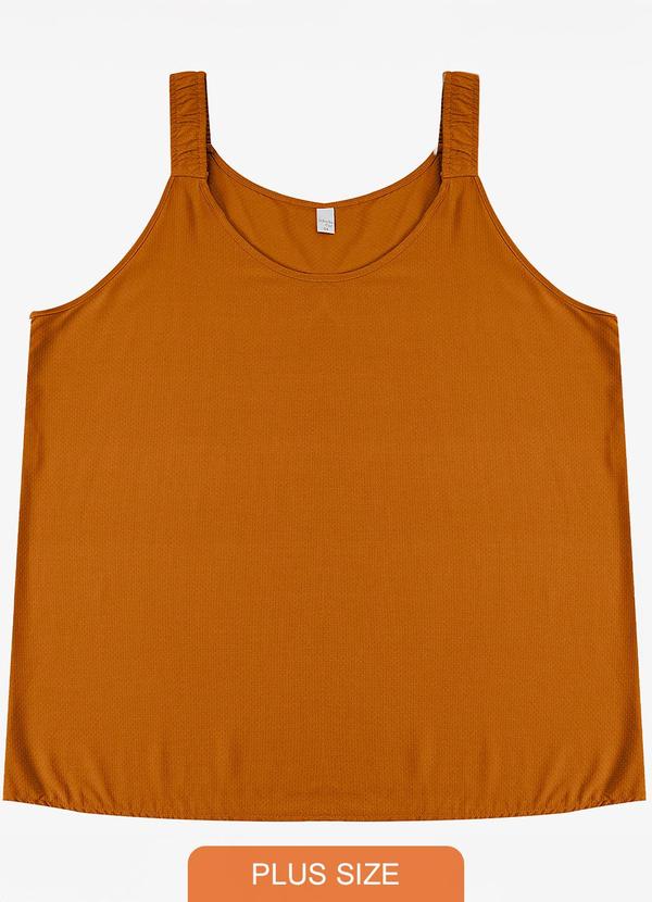 Infinita Cor - Regata Feminina Plus Size Marrom