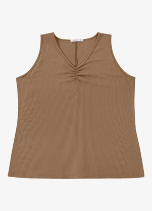 Secret Glam - Regata Feminina Plus Size Marrom - SECRET GLAM