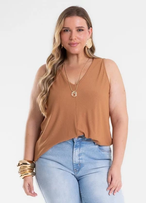 Secret Glam - Regata Feminina Plus Size Marrom - SECRET GLAM