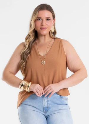 Secret Glam - Regata Feminina Plus Size Marrom - SECRET GLAM