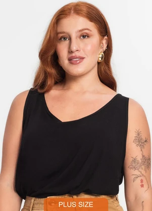 Secret Glam - Regata Feminina Plus Size Preto - SECRET GLAM