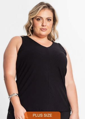 Secret Glam - Regata Feminina Plus Size Preto - SECRET GLAM