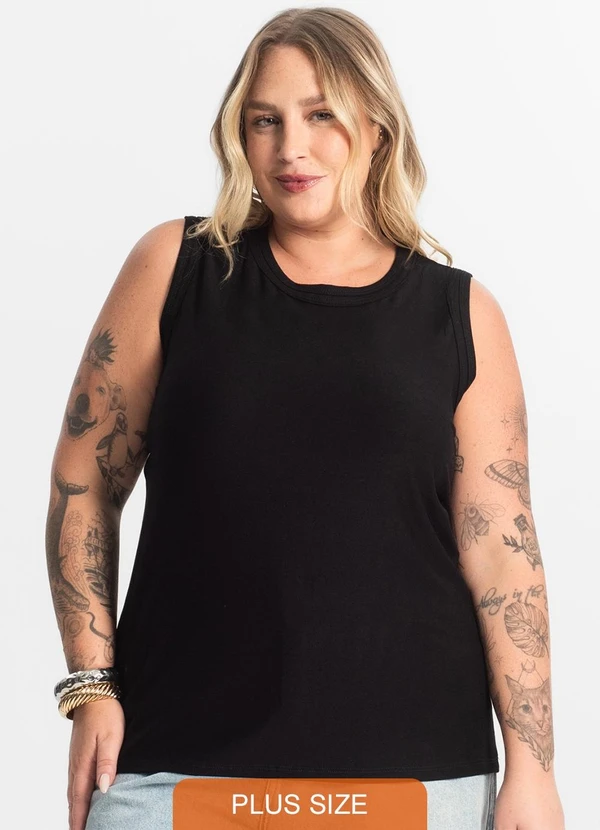 Secret Glam - Regata Feminina Plus Size Preto