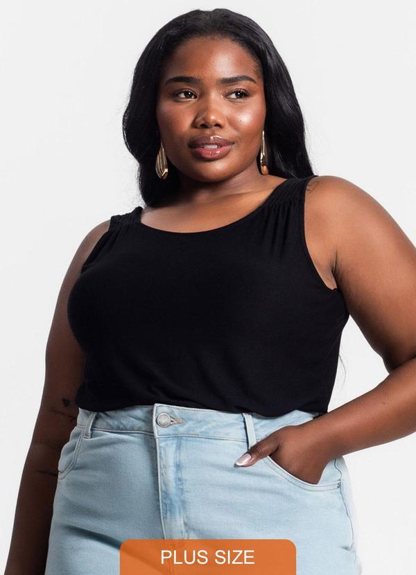 Secret Glam - Regata Feminina Plus Size Preto