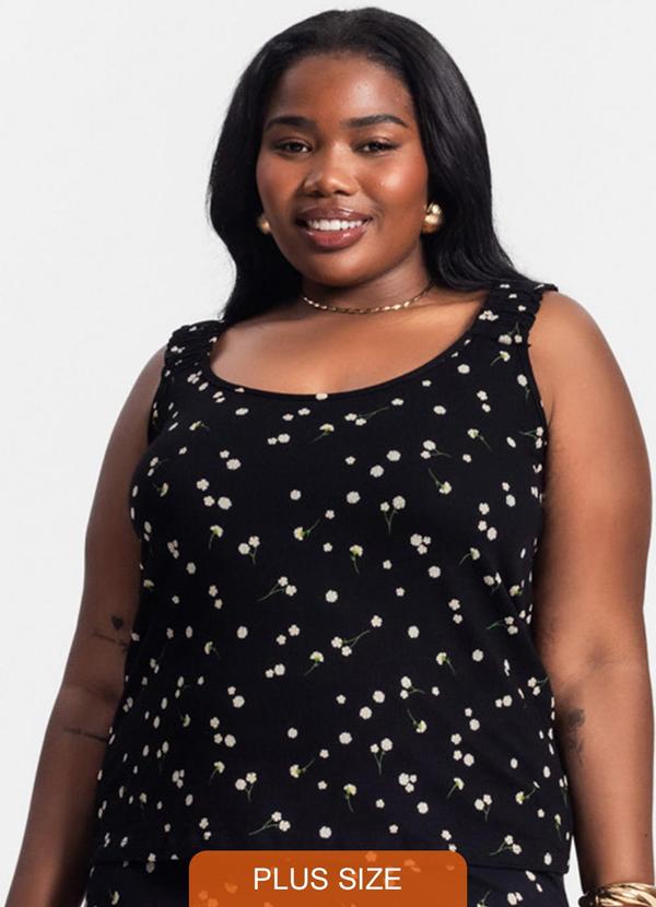 Secret Glam - Regata Feminina Plus Size Preto