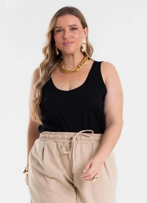 Secret Glam - Regata Feminina Plus Size Preto - SECRET GLAM