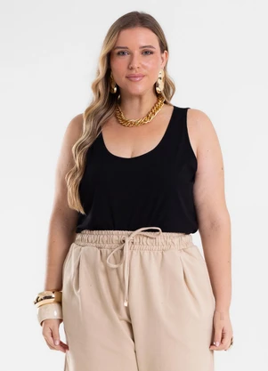Secret Glam - Regata Feminina Plus Size Preto - SECRET GLAM