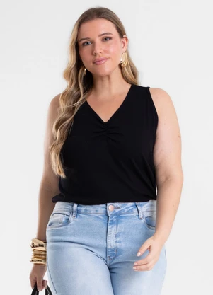 Secret Glam - Regata Feminina Plus Size Preto - SECRET GLAM