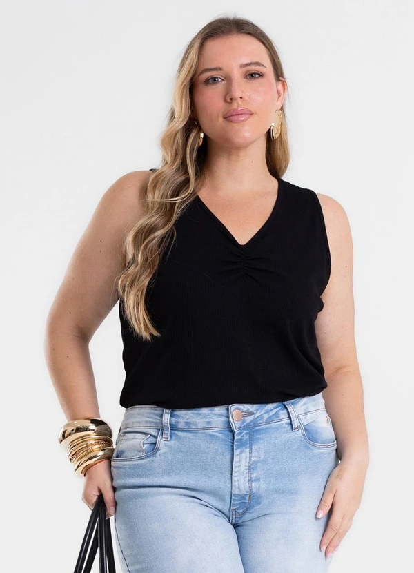 Secret Glam - Regata Feminina Plus Size Preto