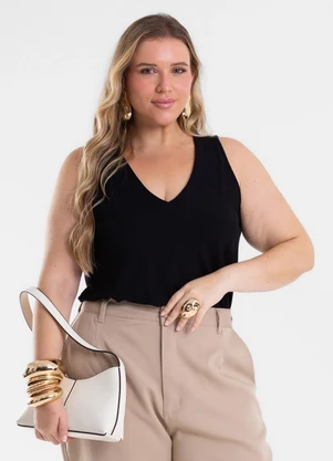 Secret Glam - Regata Feminina Plus Size Preto - SECRET GLAM