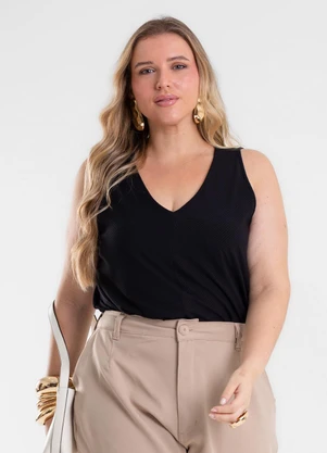 Secret Glam - Regata Feminina Plus Size Preto - SECRET GLAM