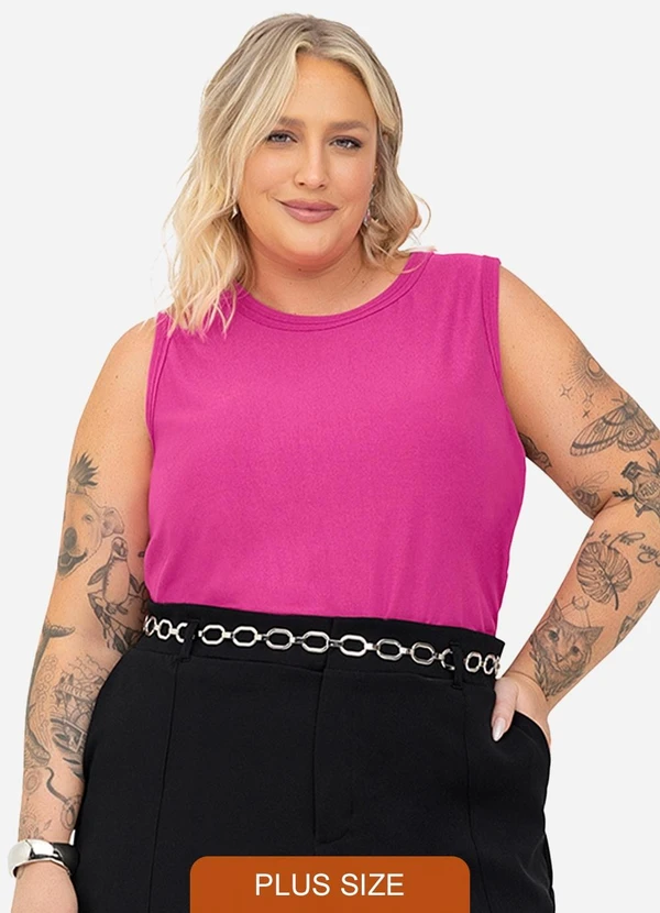 Secret Glam - Regata Feminina Plus Size Rosa