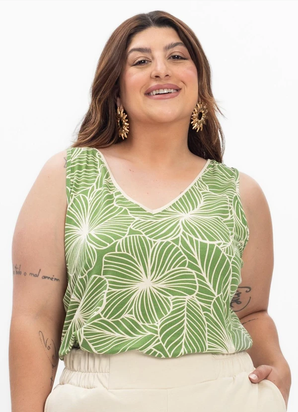 Secret Glam - Regata Feminina Plus Size Verde 3