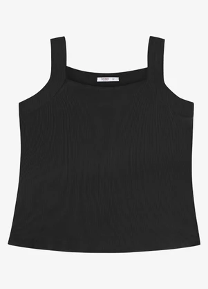 Secret Glam - Regata Feminina Ribana Decote Reto Preto - SECRET GLAM