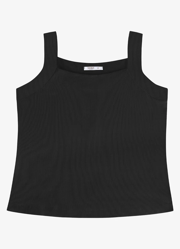 Secret Glam - Regata Feminina Ribana Decote Reto Preto